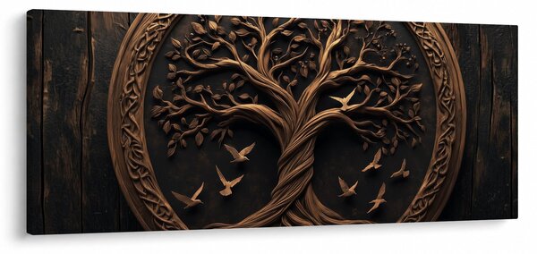 Kép – Fából készült életfa (120x50 cm)