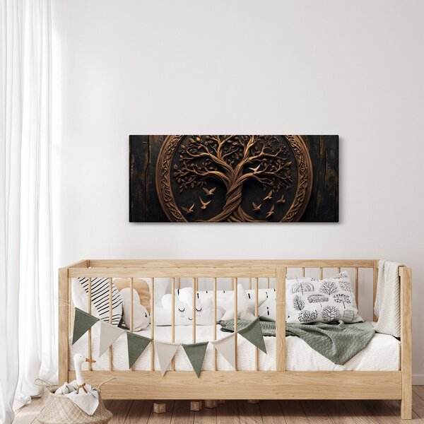 Kép – Fából készült életfa (120x50 cm)