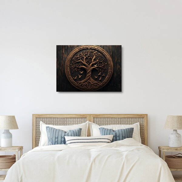 Üveg kép – Fából készült életfa (70x50 cm)