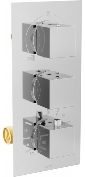 Mexen Cube termosztatikus kád-zuhany csaptelep 3 kimenettel, króm - 77503-00