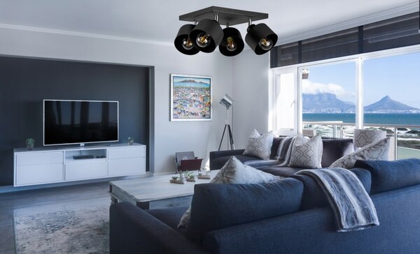 Mennyzeti lámpa fekete fém búrával | Loft - Industrial | Glimex Lavor 4xE27 GKL40C