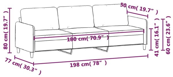 3 személyes bordó szövet kanapé 180 cm