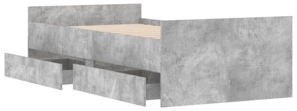 Betonszürke kisméretű egyszemélyes ágykeret 75 x 190 cm