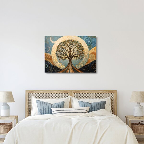Üveg kép – Életfa és spirálok (70x50 cm)