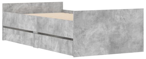 Betonszürke kisméretű egyszemélyes ágykeret 75 x 190 cm