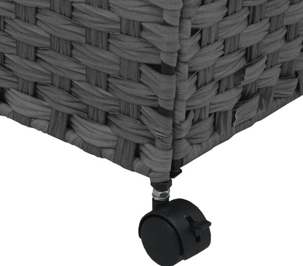 Szürke rattan szennyeskosár kerekekkel 60x35x60,5 cm