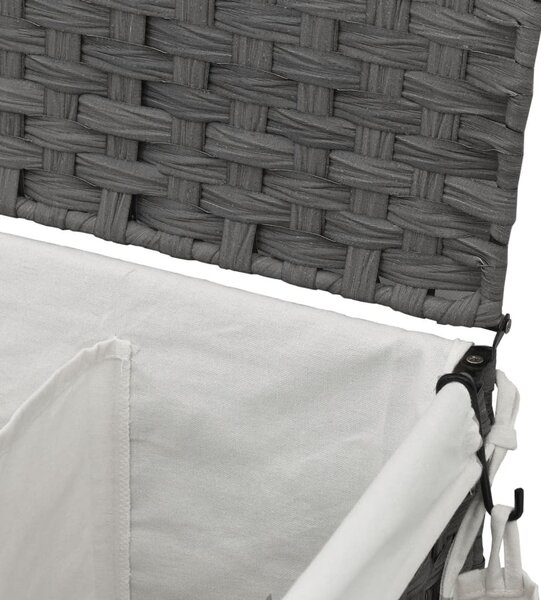 Szürke rattan szennyeskosár kerekekkel 60x35x60,5 cm