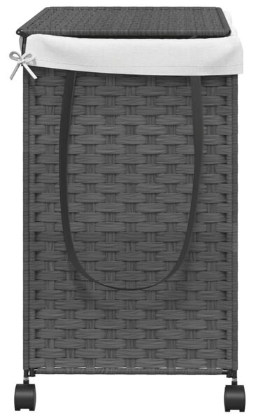 Szürke rattan szennyeskosár kerekekkel 60x35x60,5 cm