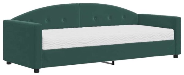 VidaXL sötétzöld bársony heverő matraccal 80 x 200 cm