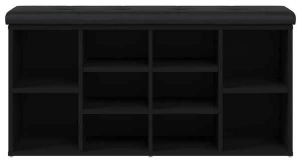 Fekete szerelt fa cipőtároló pad 102 x 32 x 50 cm