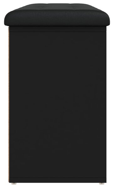 Fekete szerelt fa cipőtároló pad 102 x 32 x 50 cm