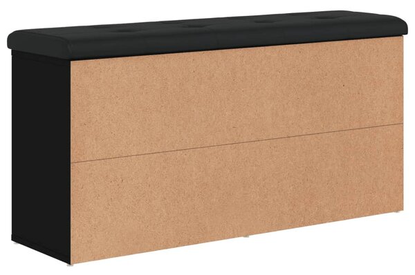 Fekete szerelt fa cipőtároló pad 102 x 32 x 50 cm