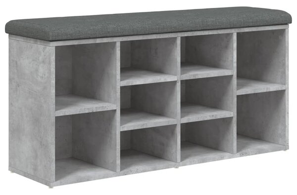 Betonszürke szerelt fa cipőtároló pad 102 x 32 x 50 cm