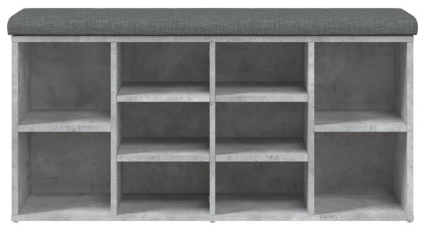 Betonszürke szerelt fa cipőtároló pad 102 x 32 x 50 cm