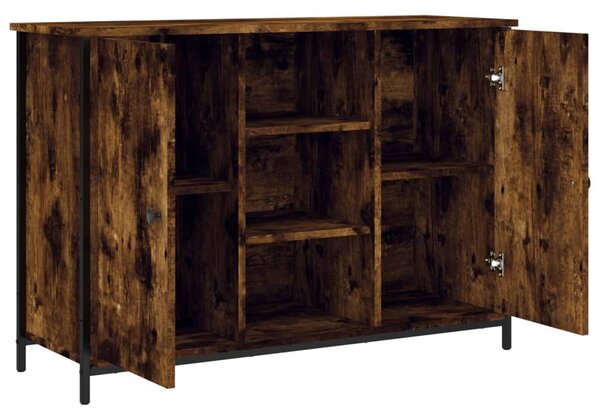 Füstös tölgy színű szerelt fa tálalószekrény 100 x 35 x 70 cm