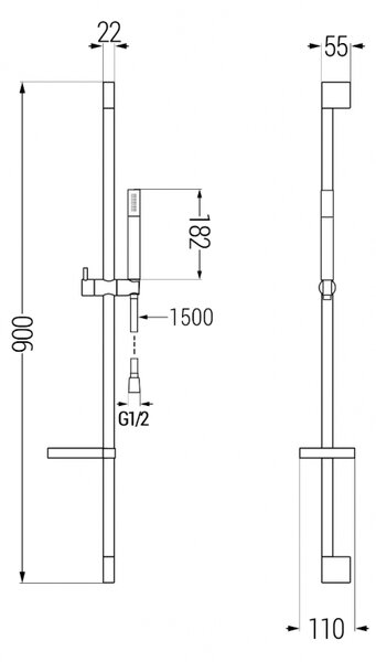 Mexen DS70 csúsztatható zuhanykészlet, króm - 785704583-00