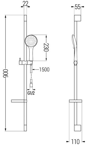 Mexen zuhanygarnitúra DS74, króm / fehér, 785744583-00