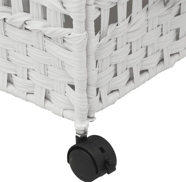 Fehér rattan szennyeskosár kerekekkel 66x35x60 cm