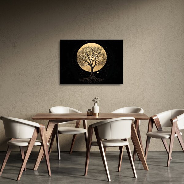 Üveg kép – Fa arany teliholdban I. (70x50 cm)