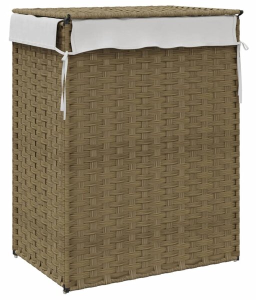 Polyrattan szennyeskosár fedéllel 46x33x60 cm