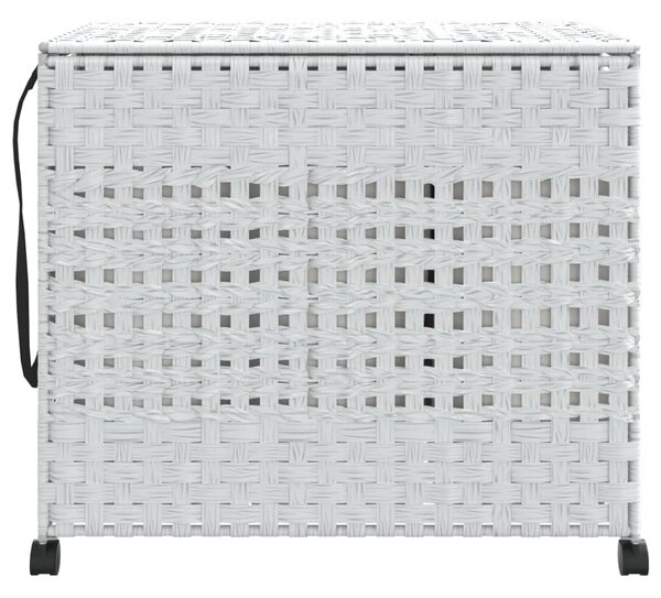 Fehér rattan szennyeskosár kerekekkel 66x35x60 cm