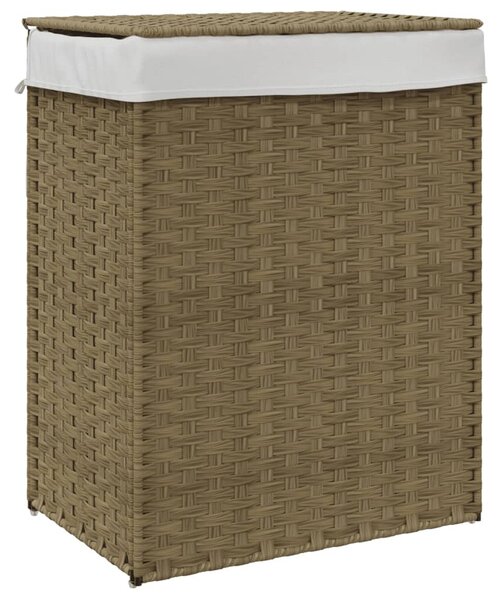 Polyrattan szennyeskosár fedéllel 46x33x60 cm