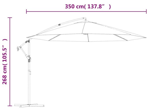 Antracitszürke konzolos kerti napernyő alumínium rúddal 350 cm