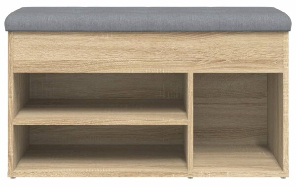 Sonoma tölgy színű szerelt fa cipőtároló pad 82 x 32 x 45,5 cm