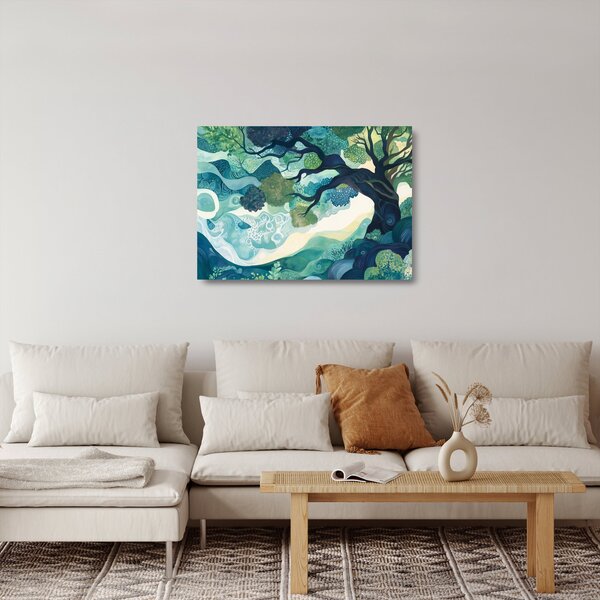 Üveg kép – Az életfa zöld lombkoronája (70x50 cm)