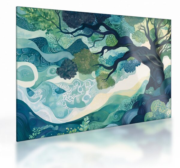 Üveg kép – Az életfa zöld lombkoronája (70x50 cm)