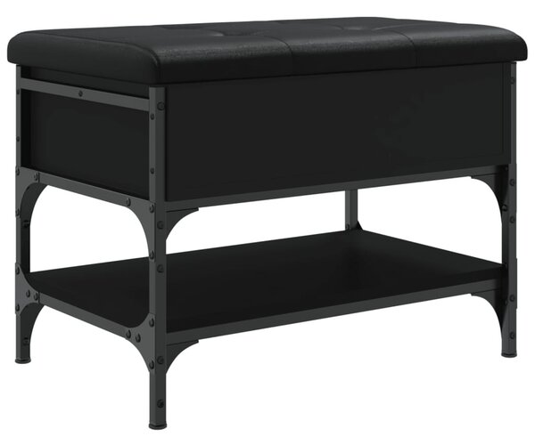 Fekete szerelt fa cipőtároló pad 62 x 42 x 45 cm
