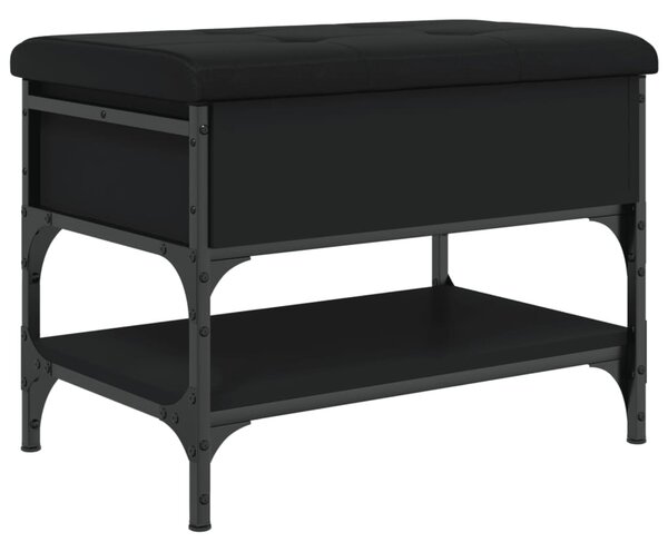 Fekete szerelt fa cipőtároló pad 62 x 42 x 45 cm