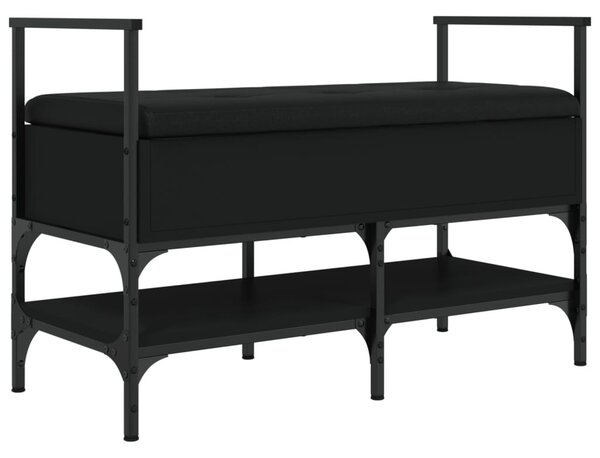 Fekete szerelt fa cipőtároló pad 85,5 x 42 x 57,5 cm