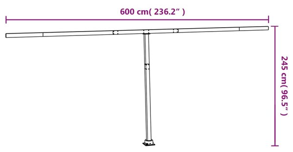 Antracitszürke vas napellenző rúd szett 600x245 cm