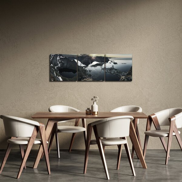 Kép - Norvég hegyek (órával) (90x30 cm)