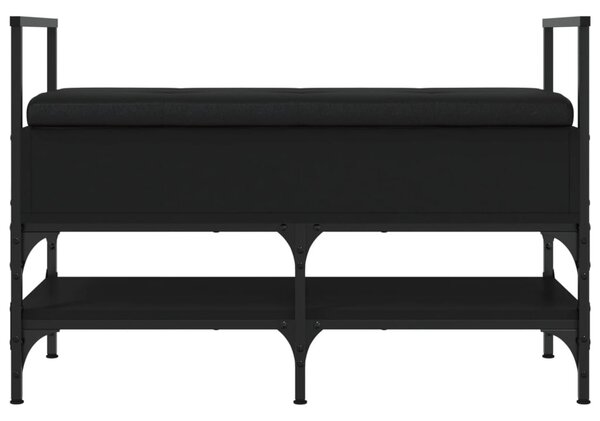 Fekete szerelt fa cipőtároló pad 85,5 x 42 x 57,5 cm