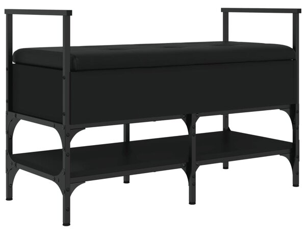 Fekete szerelt fa cipőtároló pad 85,5 x 42 x 57,5 cm