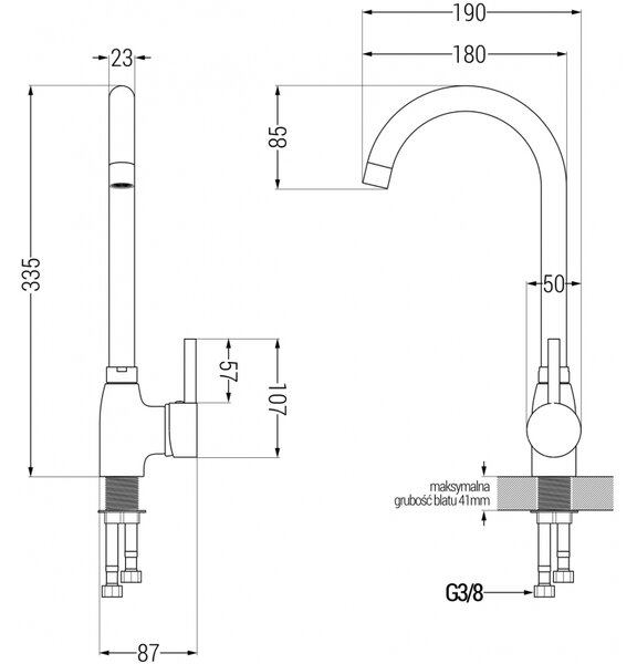 Mexen TELMA - Magas csap / mosogató, szürke, 670200-61
