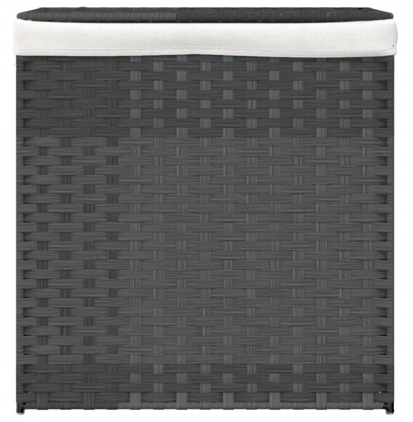 Szürke polyrattan szennyeskosár 2 rekesszel 53x33x57 cm