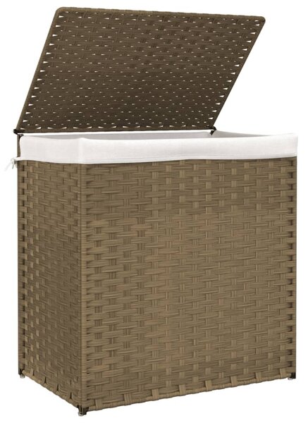 Polyrattan szennyeskosár 2 rekesszel 53x33x57 cm