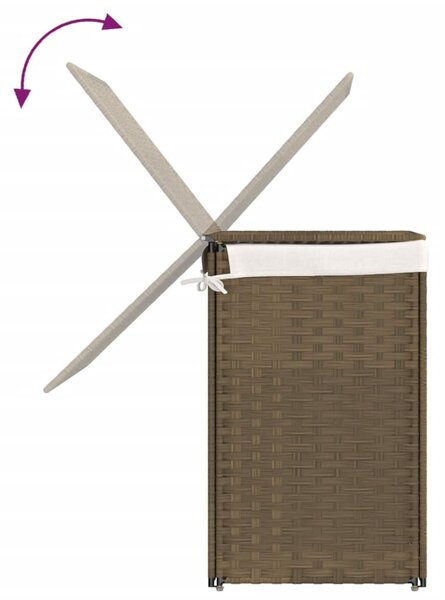 Polyrattan szennyeskosár 2 rekesszel 53x33x57 cm