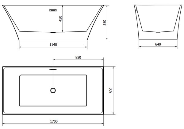 Mexen Ibiza szabadon álló kád 170 x 80 cm, fehér - 57021708000