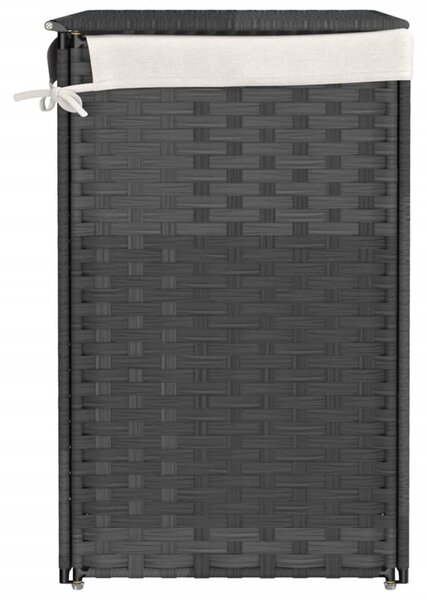 Szürke polyrattan szennyeskosár 2 rekesszel 53x33x57 cm