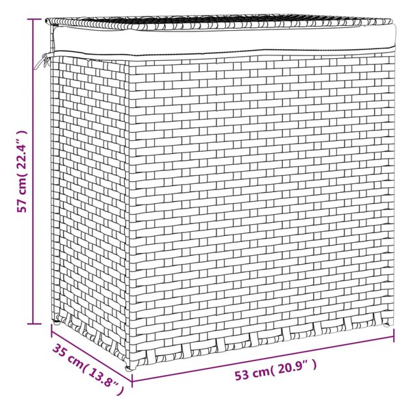 Polyrattan szennyeskosár 2 rekesszel 53x33x57 cm