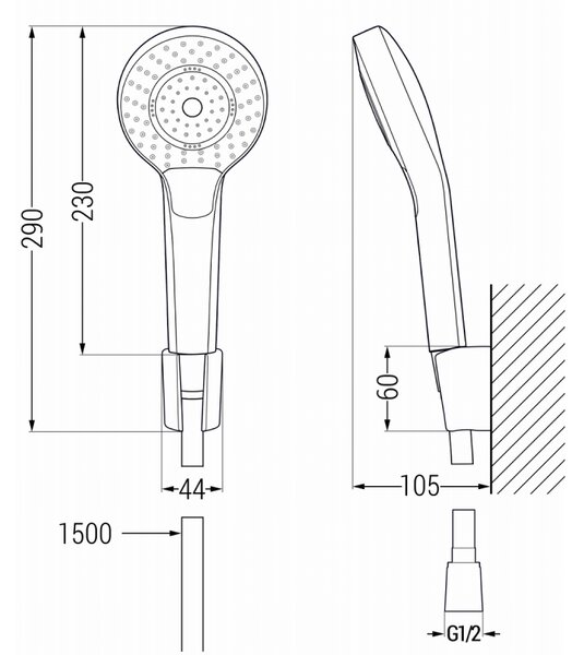 Mexen Royo R05 kád csaptelep zuhanykészlettel, arany - 7223R05-50