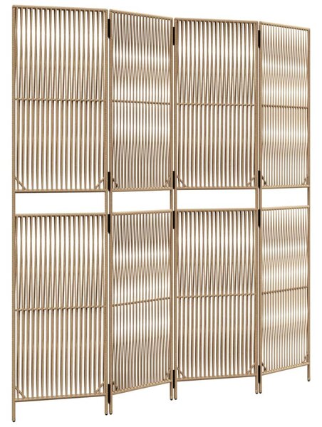 Bézs 4 paneles polyrattan térelválasztó