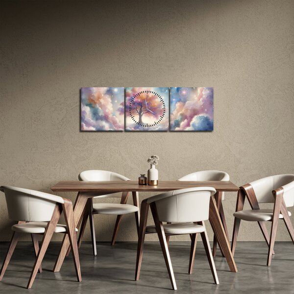 Kép – Életfa a felhőkben (órával) (90x30 cm)