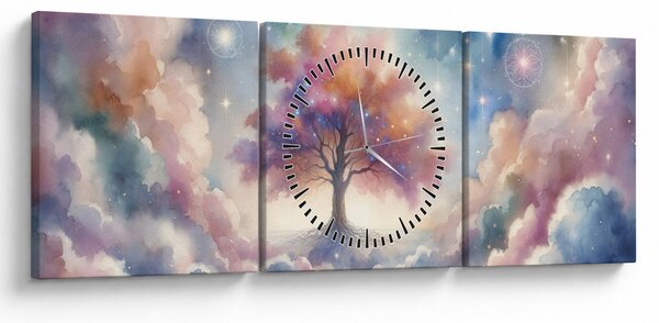 Kép – Életfa a felhőkben (órával) (90x30 cm)