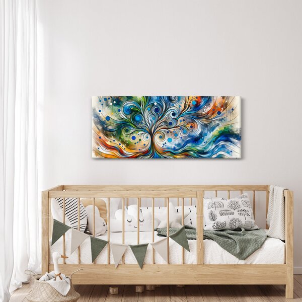Kép – Színes energikus fa (120x50 cm)