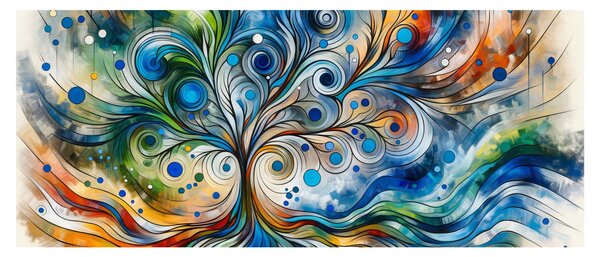 Kép – Színes energikus fa (120x50 cm)